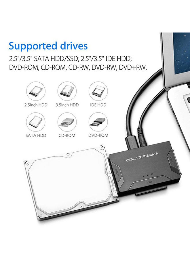 محول محرك أقراص صلبة خارجية من USB 3.0 إلى IDE/SATA أسود - Image 3
