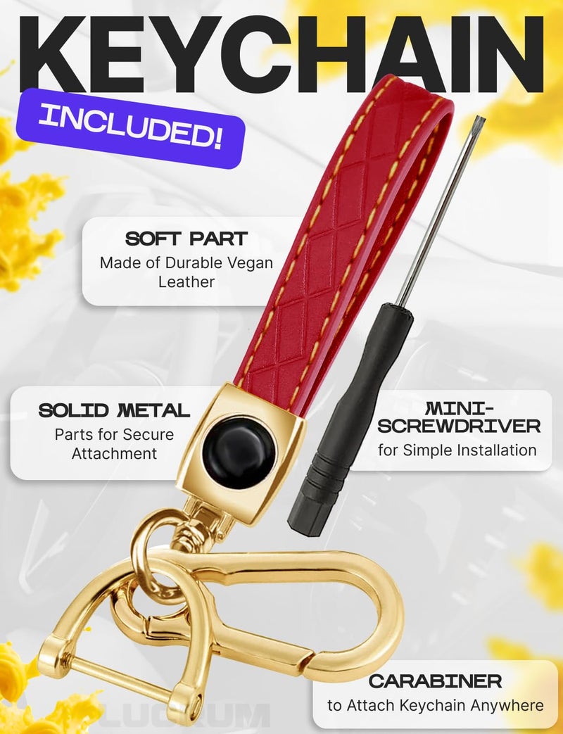 Lucrum for Mazda CX5 Key Fob Cover and Leather Keychain - TPU Key Case for Mazda 3, 6, CX-5, CX-9, CX-30, CX-50, CX-70-2019-2025 Keyfob Cover Compatible with WAZSKE11D0 - Red and Gold - Image 5