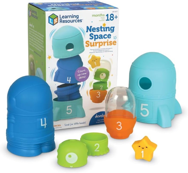 Learning Resources Nesting Space Surprise, Preschool Learning Activities, Fine Motor Skills for Ages 18 Months+, Montessori Preschool Toys, Space Toys,Kids - Image 1