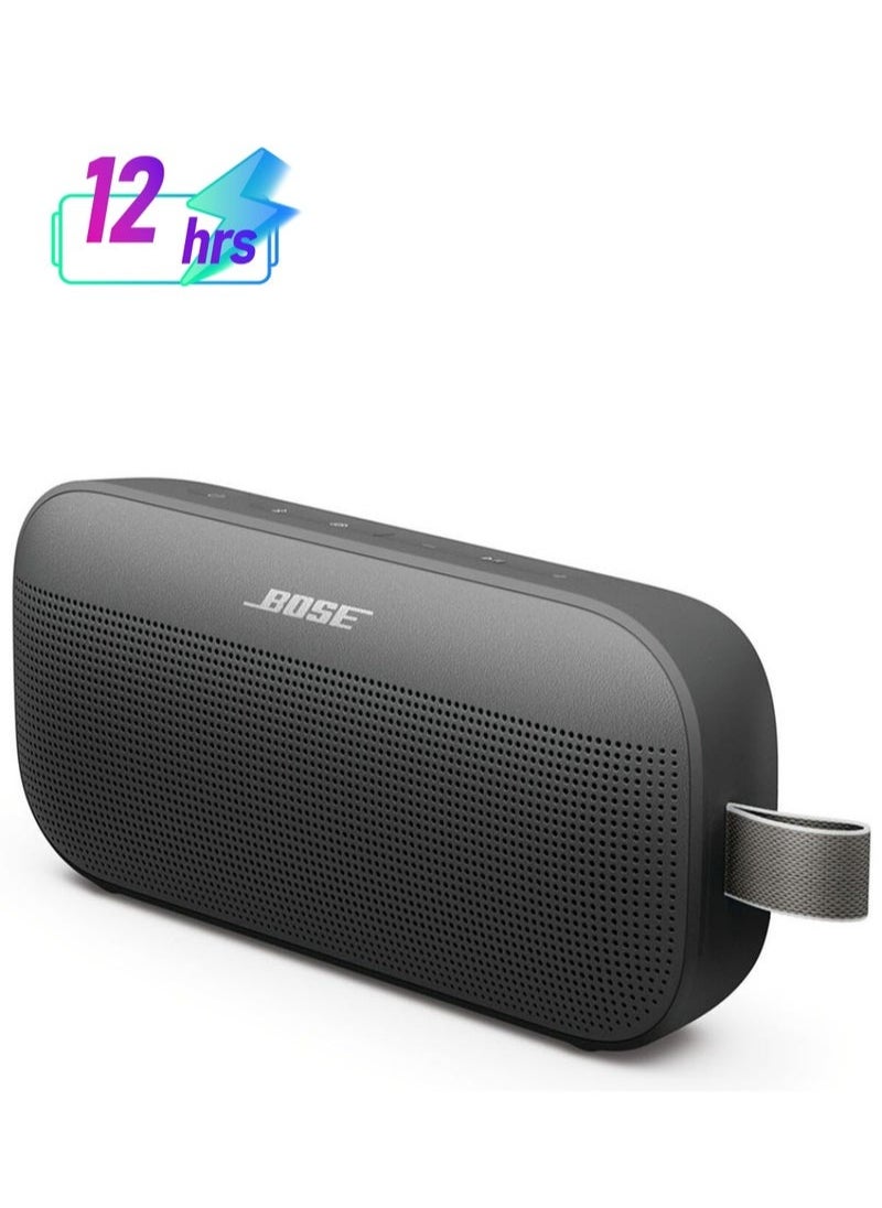 بوز - مكبر صوت محمول يعمل بتقنية البلوتوث SoundLink Flex (الجيل الثاني)، مكبر صوت محمول خارجي محمول مزود بصوت عالي الوضوح وبطارية تدوم حتى 12 ساعة، مقاوم للماء والغبار أسود - Image 1