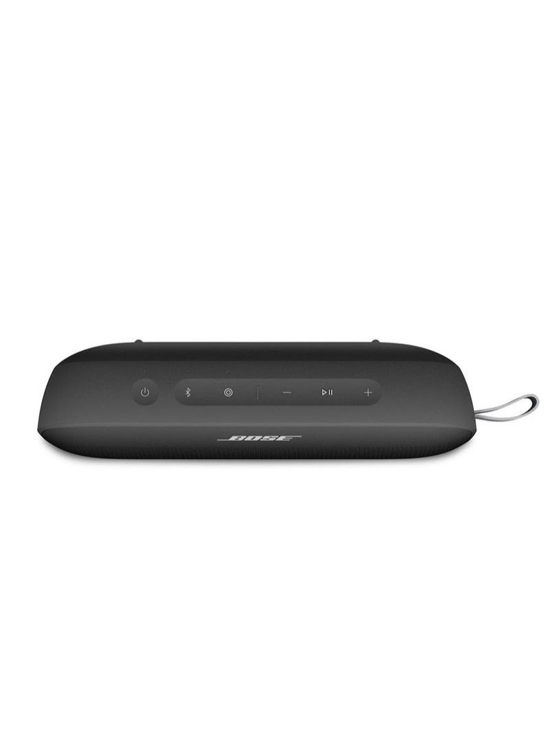 بوز - مكبر صوت محمول يعمل بتقنية البلوتوث SoundLink Flex (الجيل الثاني)، مكبر صوت محمول خارجي محمول مزود بصوت عالي الوضوح وبطارية تدوم حتى 12 ساعة، مقاوم للماء والغبار أسود - Image 1
