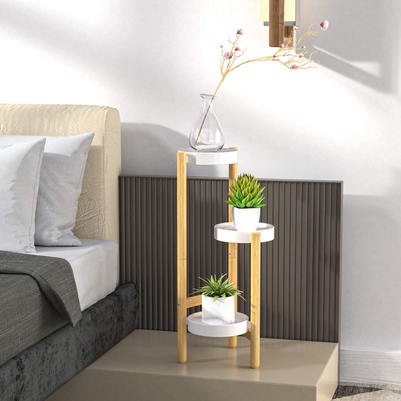 Wisuce Corner Plant Stand Indoor, 3 Tier Tall Bamboo Plant Stand Holder & Plant Shelf Display Rack for Indoor Home Decor (3 Tier Stand) - Image 3