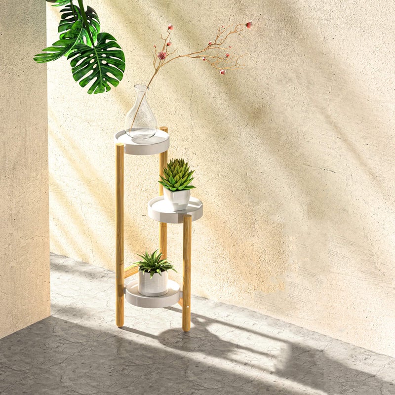 Wisuce Corner Plant Stand Indoor, 3 Tier Tall Bamboo Plant Stand Holder & Plant Shelf Display Rack for Indoor Home Decor (3 Tier Stand) - Image 2