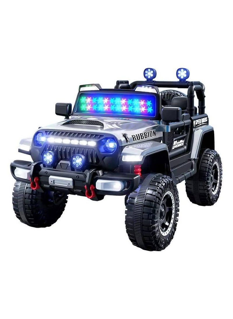 StarKids 12V Battery Operated Electric Jeep Car for Kids with Remote Control for a Fun and Safe Driving Experience for Kids (Grey) 