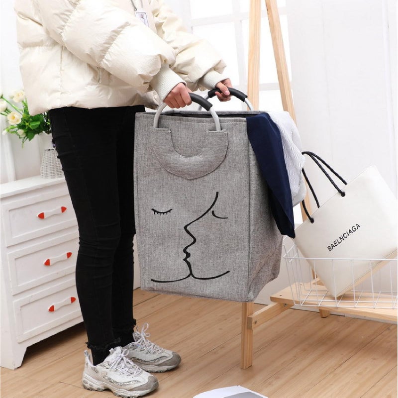 Large Foldable Laundry Hamper with Alloy Handles, Durable Foldable Laundry Hamper, Thick Clothes Hamper for College, Camping, Home (Shape 2) - Image 3