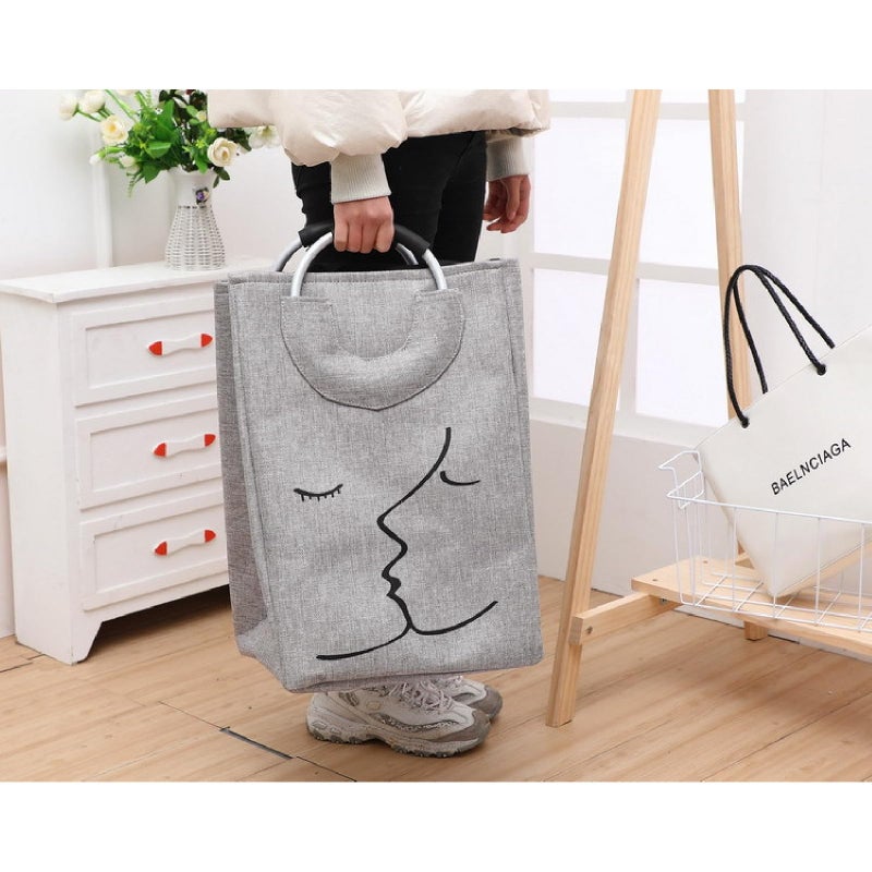 Large Foldable Laundry Hamper with Alloy Handles, Durable Foldable Laundry Hamper, Thick Clothes Hamper for College, Camping, Home (Shape 2) - Image 2