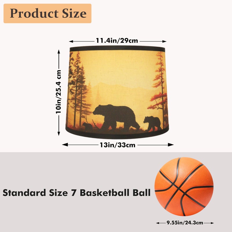 DOLOOTA Bear Printed Drum Lamp Shades Set of 2, 11.4"x13"x10" Brown Large Lamp Shade for Table Lamps & Floor Lamps, Rustic Lampshade for Cabin Lodge, Farmhouse, Ranch Decoration. Easy Assembly.(Spider Fitter) - Image 4
