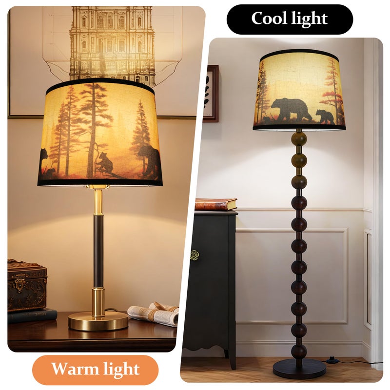 DOLOOTA Bear Printed Drum Lamp Shades Set of 2, 11.4"x13"x10" Brown Large Lamp Shade for Table Lamps & Floor Lamps, Rustic Lampshade for Cabin Lodge, Farmhouse, Ranch Decoration. Easy Assembly.(Spider Fitter) - Image 5