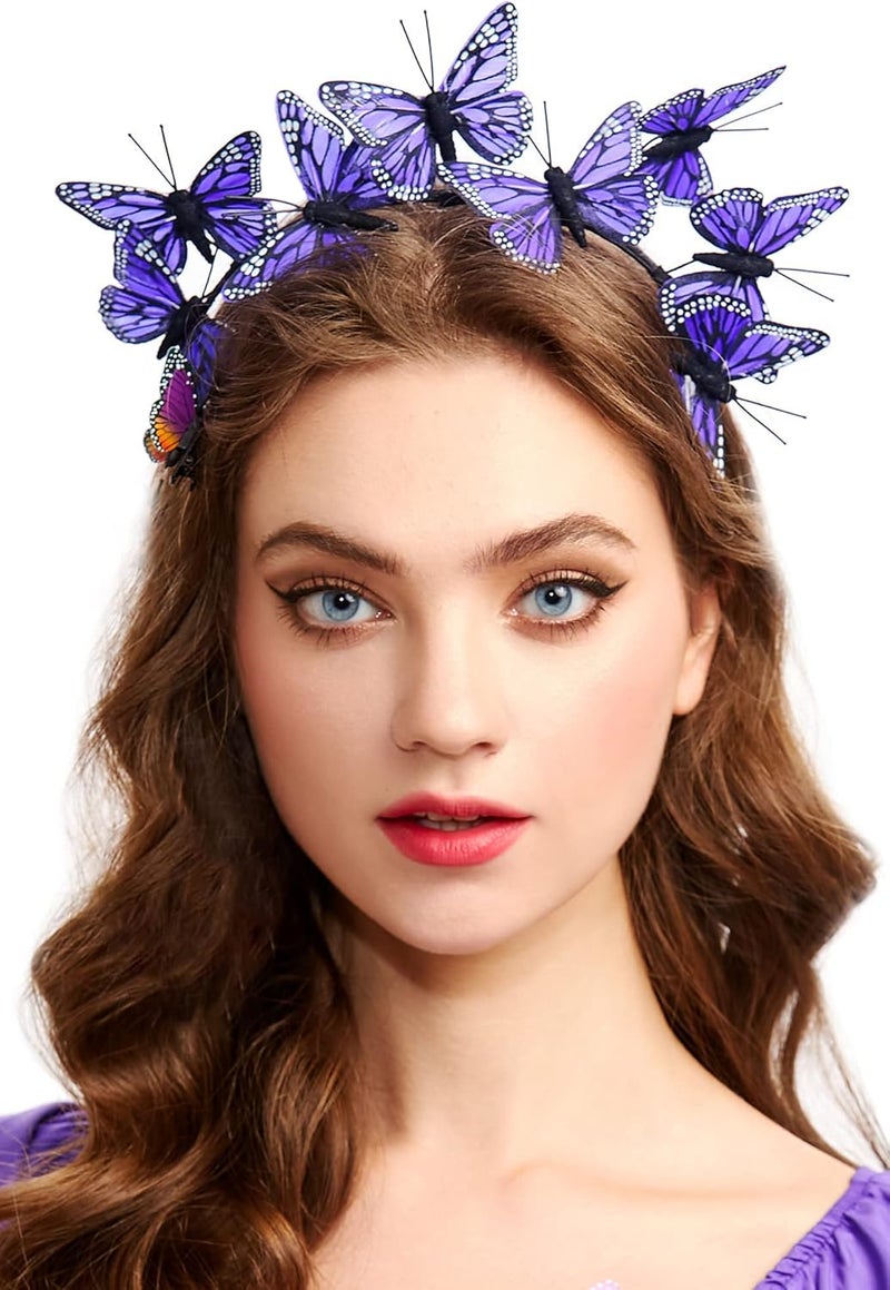 Coucoland Butterfly Fascinator Hat Monarch Butterfly Headband Crown Tea Party Halloween Costume Headpiece - Image 1