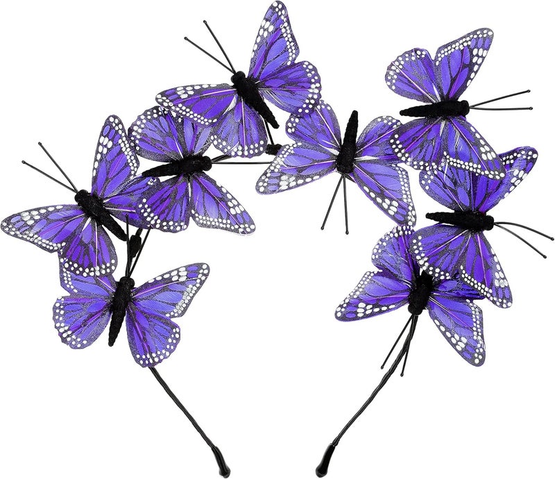 Coucoland Butterfly Fascinator Hat Monarch Butterfly Headband Crown Tea Party Halloween Costume Headpiece - Image 2
