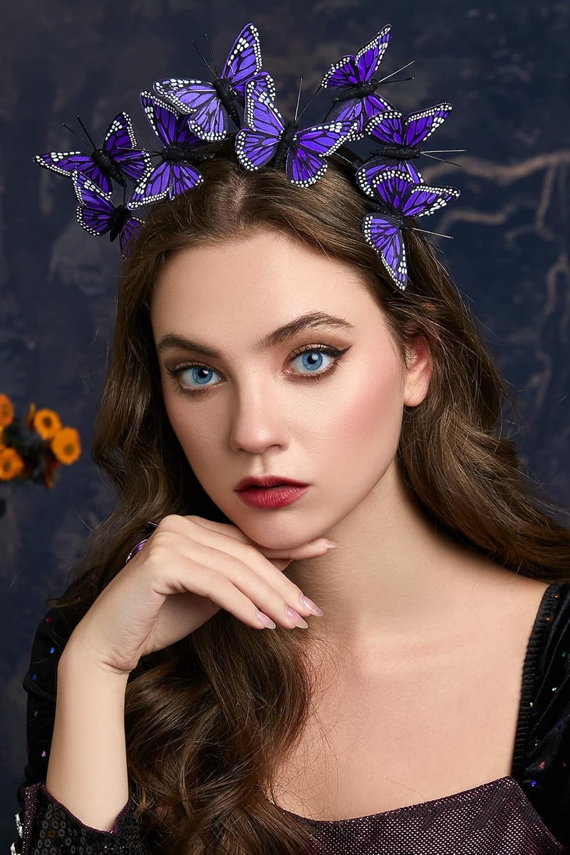 Coucoland Butterfly Fascinator Hat Monarch Butterfly Headband Crown Tea Party Halloween Costume Headpiece - Image 5