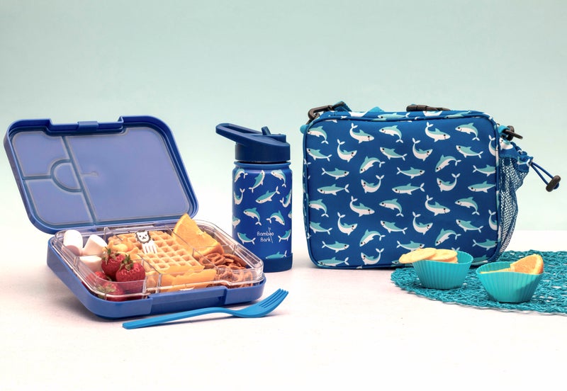 Bamboo Bark Printed Insulated Kids Childrens Lunch Bag with 3 Carrying Options - Waterproof, & Easy to Clean, Perfect for School, Picnics, Travel Stylish & Fun Design Meal Bag (Sharks blue) - Image 5