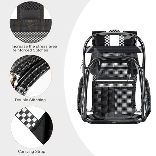 PAMANO Clear Backpack Transparent Heavy Duty School PVC Bookbag See Through Bag Boys and Girls for College Work Travel Security - Image 3