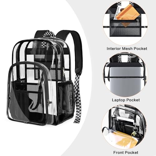 PAMANO Clear Backpack Transparent Heavy Duty School PVC Bookbag See Through Bag Boys and Girls for College Work Travel Security - Image 2