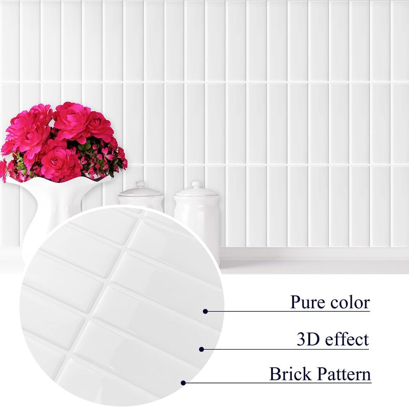 Alwayspon 10 Sheets 3D Peel and Stick PVC Backsplash Tiles, 12"x12" Self-Adhesive Wallpaper Wall Tile Stickers Stick on Subway Tiles for Kitchen Bathroom, Light Cyan - Image 4