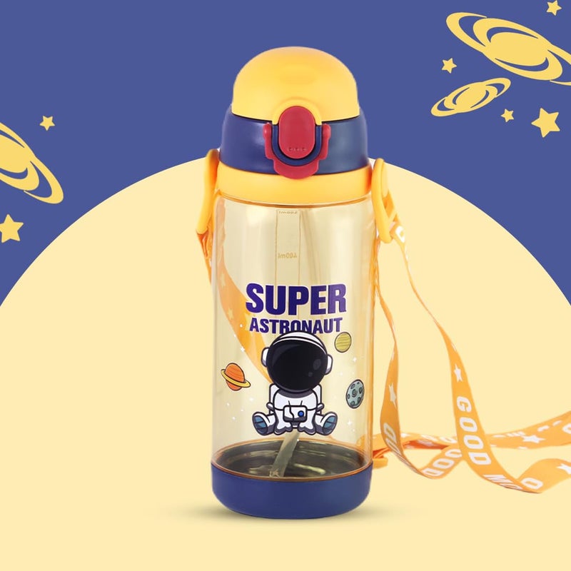 ATTRO Plastic Super Astro 600Ml Water Bottle A Stylish&Functional Bottle with Eye-Catching Print,Detachable Belt&Hydration Tracker Bpa-Free,Leak-Proof Ideal for School,Office&Outdoor-Butter Yellow - Image 5