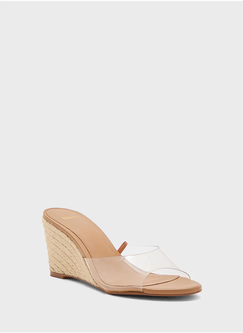 MANGO Vinyl Wedge Sandals