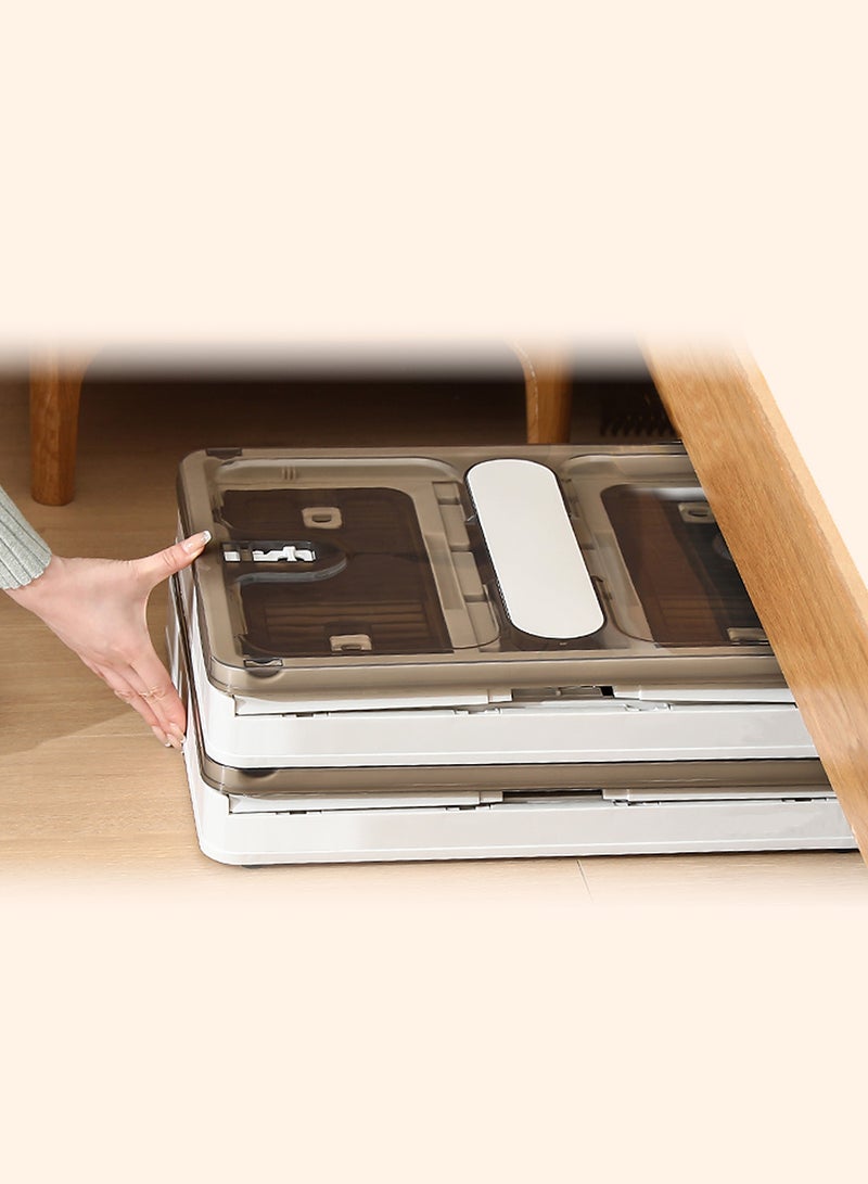 أولييرو صندوق تخزين بلاستيكي قابل للطي مزود بخمسة أبواب – منظم شفاف مصنوع من مادة PP مزود بعجلات، قابل للتكديس، مثالي للتخزين في الخزانة أو غرفة النوم أو المطبخ أو غرفة المعيشة، يحتوي على حجرة علوية للأغراض الصغيرة، المقاس: ‎46.5 × 35 × 23.5 سم. - Image 5