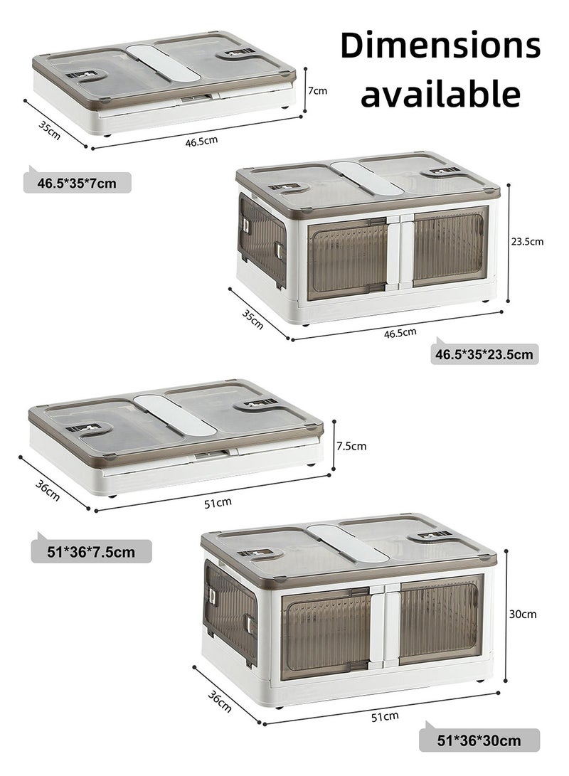 أولييرو صندوق تخزين بلاستيكي قابل للطي مزود بخمسة أبواب – منظم شفاف مصنوع من مادة PP مزود بعجلات، قابل للتكديس، مثالي للتخزين في الخزانة أو غرفة النوم أو المطبخ أو غرفة المعيشة، يحتوي على حجرة علوية للأغراض الصغيرة، المقاس: ‎46.5 × 35 × 23.5 سم. - Image 3