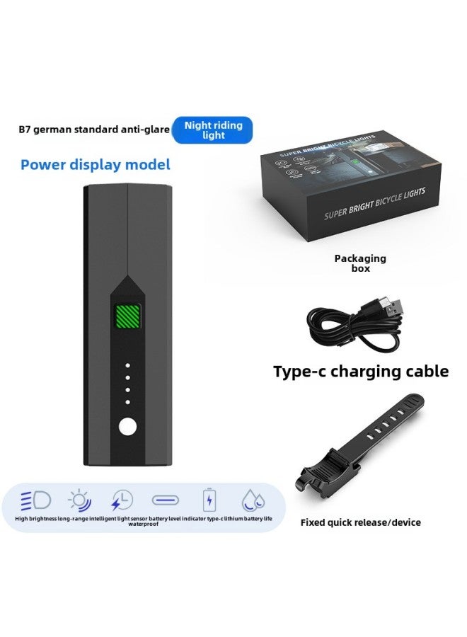 Loquat Type-c Charging With Digital Electric Display Anti-glare Long Endurance Intelligent Light Sensing Headlights Outdoor Riding Lights-Color:Ef-b7 Electronic Display Model (1600 Mah) - Image 1