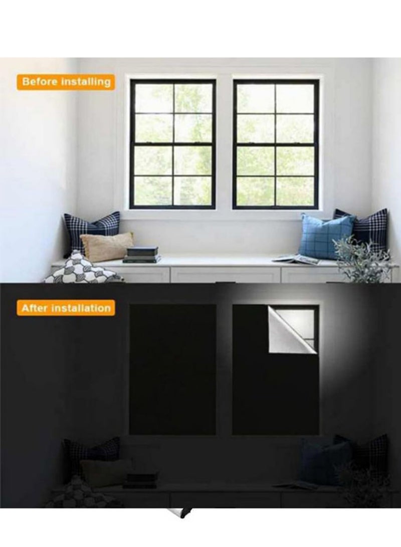 LIVQORA Portable Blackout Curtains With Self Adhesive Tape Travel Cuttable Sunscreen Shade Drapes ，100% Blackout Window Cover Film For Bedroom Living Room Bathroom And Attic Blackout Curtains Width 145 cm Length 200 cm - Image 2