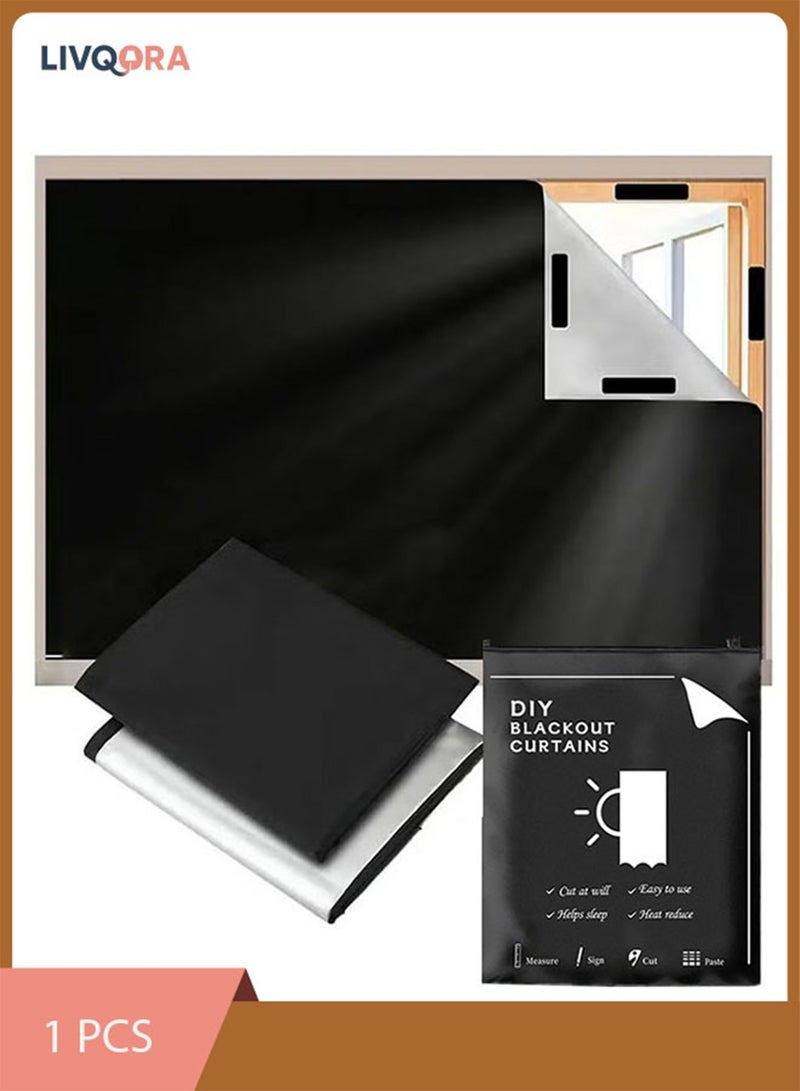 LIVQORA Portable Blackout Curtains With Self Adhesive Tape Travel Cuttable Sunscreen Shade Drapes ，100% Blackout Window Cover Film For Bedroom Living Room Bathroom And Attic Blackout Curtains Width 145 cm Length 200 cm - Image 1