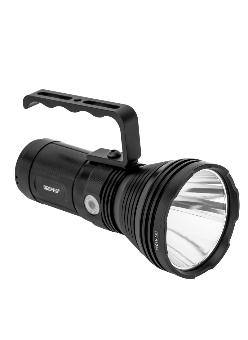 GEEPAS Geepas Rechargeable LED Flashlight- GFL51064/ 50W, 6000-7000K, 5000 LM, Perfect for Indoor and Outdoor Use, 15 Hours Continuous Working/ with Aircraft Aluminum Housing, Waterproof IPX5  - Image 1