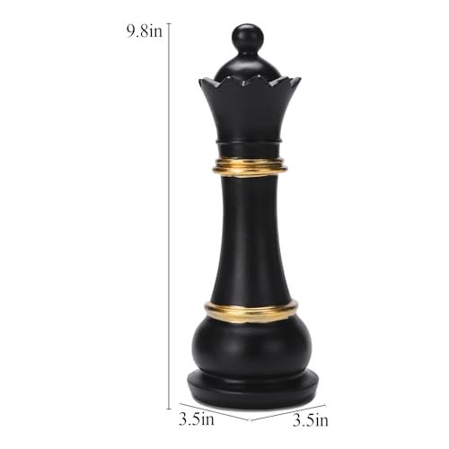 BRABUD Chess Queen Statue Resin 9.8'' Tall Chess Decor Piece Sculpture Home Office Study Party Decoration Black TQGJBS634 - Image 2