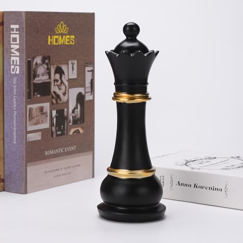 BRABUD Chess Queen Statue Resin 9.8'' Tall Chess Decor Piece Sculpture Home Office Study Party Decoration Black TQGJBS634 - Image 5