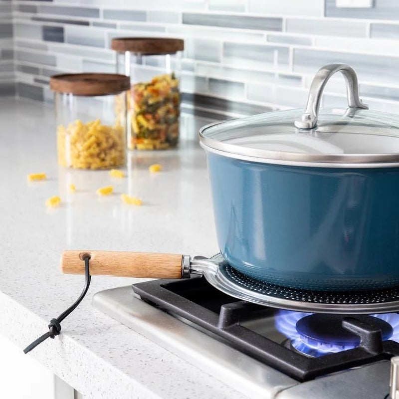 SHREESAMP SHREESAMP Hot Roaster Stainless Steel Papad Roti Paneer Maker BBQ Jali Roaster Cook Ring Heat Diffuser Metal Household Supply Stove with Wooden Handle Tawa Hot Pad Roasting Jali  - Image 2
