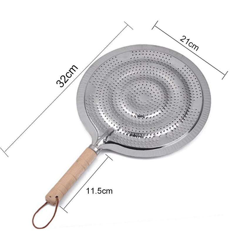 SHREESAMP SHREESAMP Hot Roaster Stainless Steel Papad Roti Paneer Maker BBQ Jali Roaster Cook Ring Heat Diffuser Metal Household Supply Stove with Wooden Handle Tawa Hot Pad Roasting Jali  - Image 4