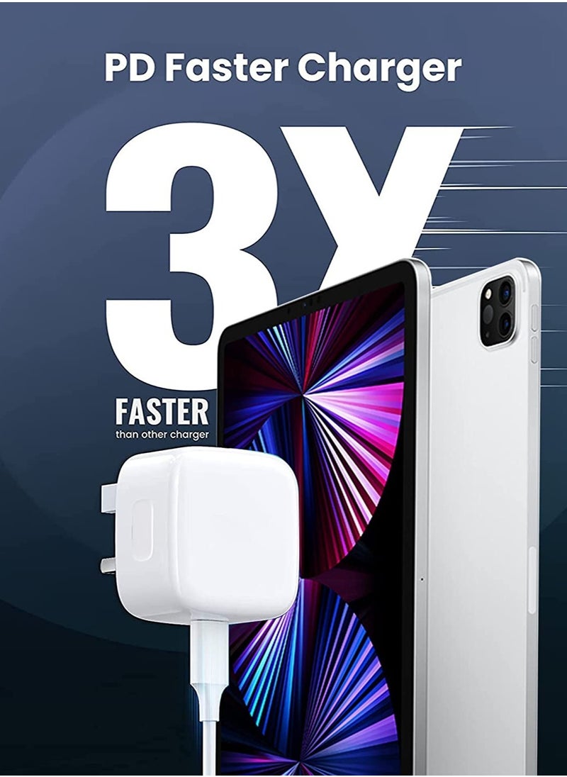 ELTRAZONE - USB C charger and plug for ipad Pro, 20W Wall Fast Charger with 6.6FT USB C Fast Charging Cable Compatible for iPad Pro 12.9 5/4/3 Gen,iPad Pro 11 3/2/1 Gen,iPad Air 4,Galaxy S21/Note20, Pixel 5 - Image 1