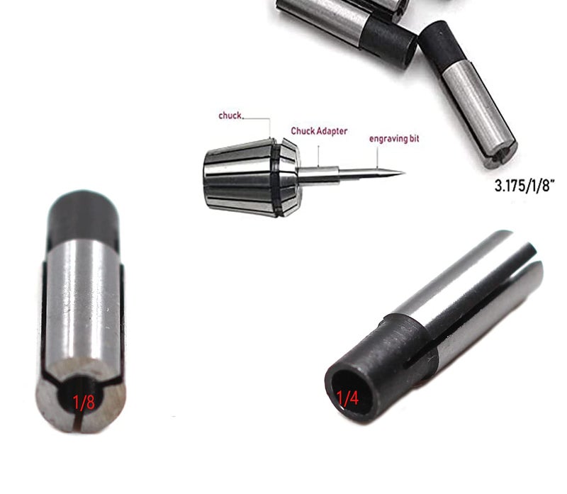 Chiloskit Collet Adapter 1/4 to 1/8, Collet Chuck Conversion CNC Engraving Bit Router Converter for Router Cutter Milling Bit,6 Pics - Image 2