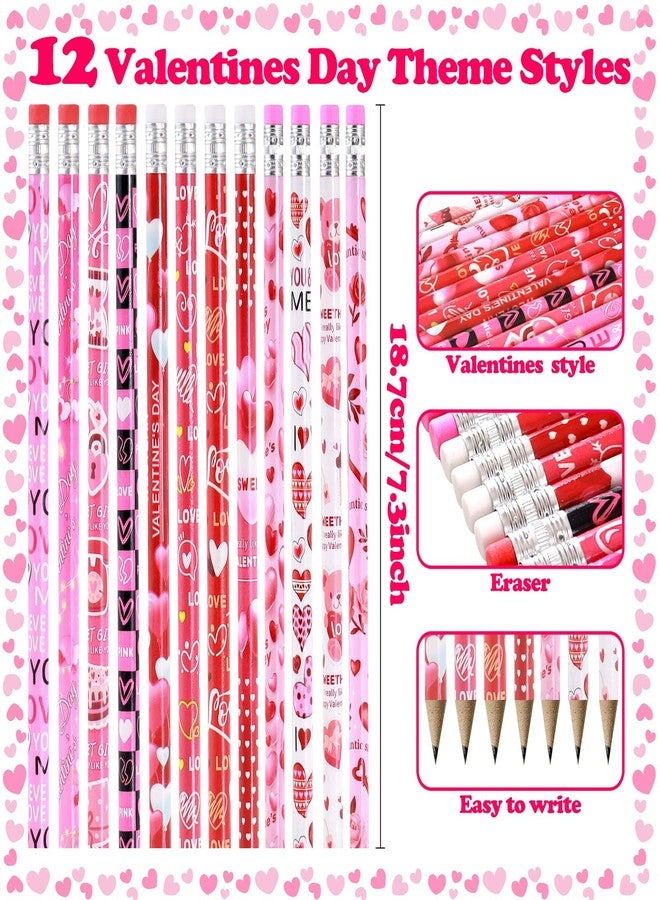 FYXMI Wood Pencils, 24 Count, Yellow Hexagonal, HB Graphite, 0.3 Inch Diameter, for School Office Drawing Note Taking, Birthday Theme, Ages 5+ (Valentine Style, 120) - Image 2