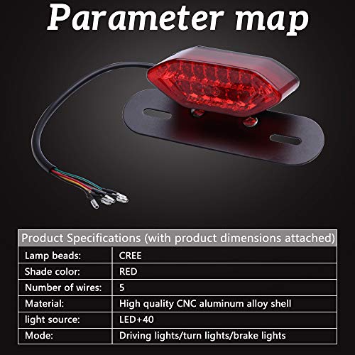 DREAMIZER Motorcycle Tail Light Integrated Running Lamp Brake&Turn Signal Light with License Plate Bracket Compatible With Motorcycle Street Bike Cruiser Chopper And More - Image 3