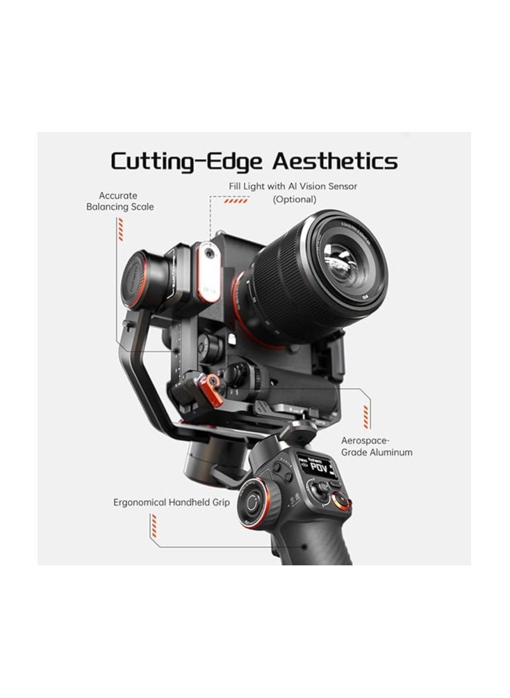 iSteady MT2 Kit 3-Axis Camera Stabilizer Gimbal Stabilizer for Smartphones 1.2kg/2.64lbs Load Support BT Connection with AI Vision Sensor and Fill Light Module Compatible with Phone Camera