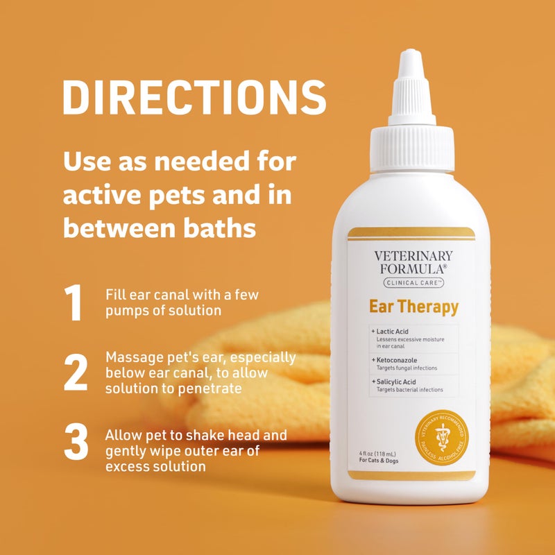 Veterinary Formula علاج الأذن من فيتيريناري فورمولا للعناية السريرية، 4 أونصات - منظف أذن للقطط والكلاب للمساعدة في تخفيف الحكة وتنظيف قناة الأذن من الحطام والتراكمات التي قد تسبب العدوى - Image 5