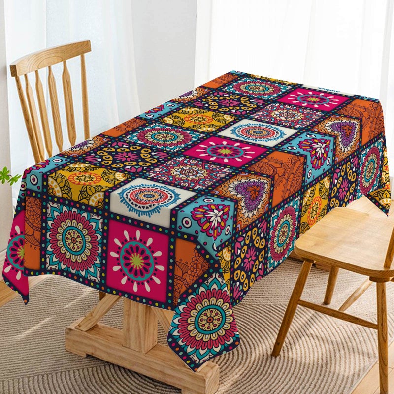 Hafangry Mandala Bohemia Tablecloth Rectangle Colorful Table Cloth for Indian Holiday Party Decoration Hippy Boho Home Kitchen Decor6084 inch