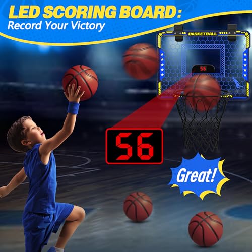 ZIZZ Indoor Basketball Hoop for Kids Mini Over The Door Basketball Hoops Basketball Hoop Indoor Best Basketball Toys Gifts for 6 7 8 9 10 11 12 Year Old Boys - Image 5
