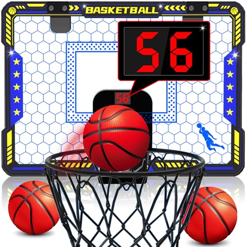 ZIZZ Indoor Basketball Hoop for Kids Mini Over The Door Basketball Hoops Basketball Hoop Indoor Best Basketball Toys Gifts for 6 7 8 9 10 11 12 Year Old Boys - Image 1