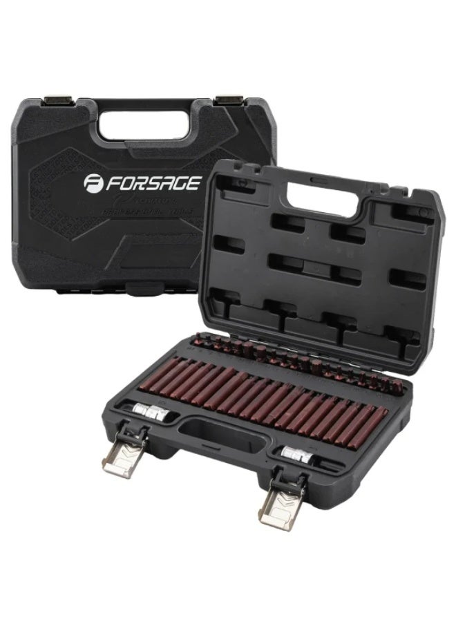 FORSAGE Set of bits with bit holder 40pcs 10mm "premium" (75/30mm: t20-t55, h4-h12, m5-m12), in plastic case - Image 2