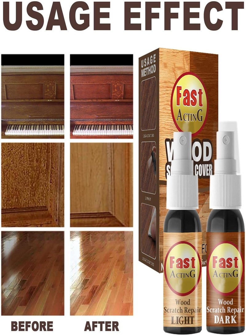 GGOOT Wooden Scratch Remover Spray, Fix It Wood Scratch Repair Spray Wood Floor Contact Cleaner Spray Furniture Repair Kit Repair Paint Polisher For Floors Desks Waxing Refinishing - Image 2