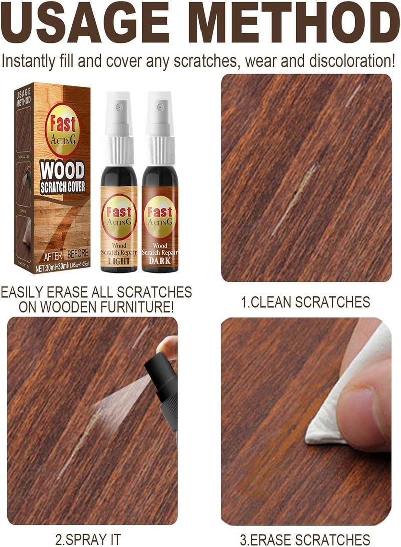 GGOOT Wooden Scratch Remover Spray, Fix It Wood Scratch Repair Spray Wood Floor Contact Cleaner Spray Furniture Repair Kit Repair Paint Polisher For Floors Desks Waxing Refinishing - Image 4