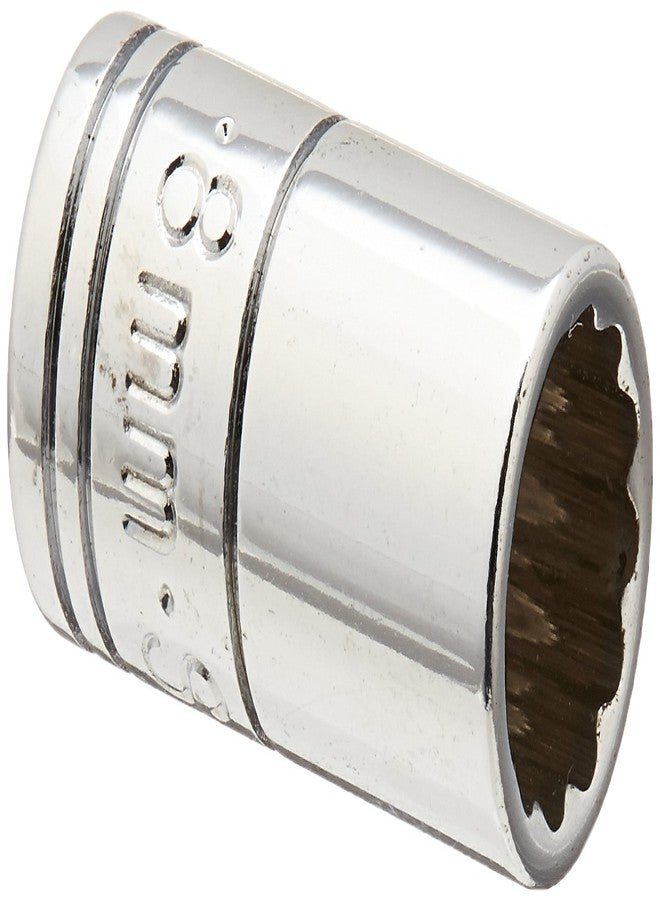 SK Hand Tool 43707 1/4 in. Drive 12-Point Metric Standard Chrome Socket 8mm, Cold Forged Steel Socket with SuperKrome Finish, Made in USA - Image 1