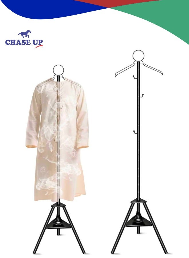 Chase Up Clothes Incense Burner Stand, Coat Rack with Incense Burner, Freestanding Metal Coat Rack with Hooks and Holes, Steam Hanging Coat Rack for Hanging Robes, Coats and Hats (Black 184cm) - Image 1