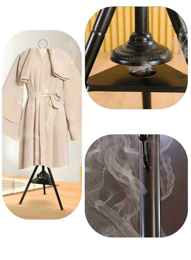 Chase Up Clothes Incense Burner Stand, Coat Rack with Incense Burner, Freestanding Metal Coat Rack with Hooks and Holes, Steam Hanging Coat Rack for Hanging Robes, Coats and Hats (Black 184cm) - Image 2