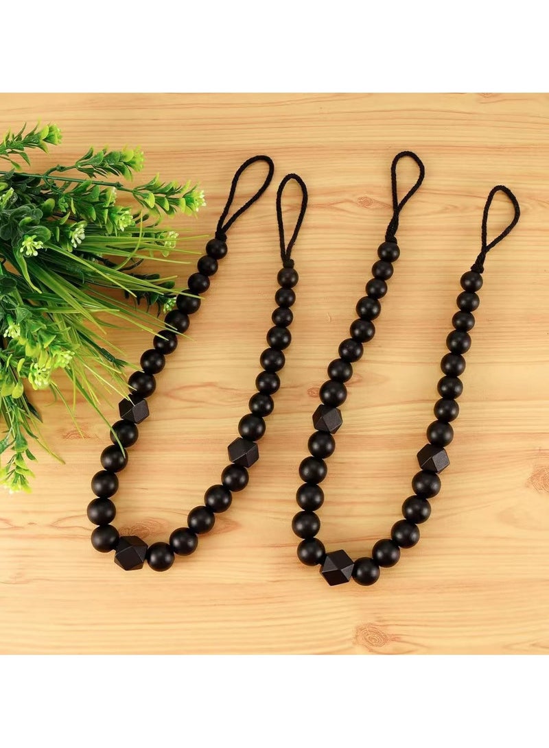 PYC Wood Bead Curtain Tiebacks, Set of 2 Curtain Holdbacks for Thin or Thick Window Draperies, Boho Farmhouse Curtain Tiebacks with Hooks, Curtain Tie Backs for Home Office Room Decor  - Image 5
