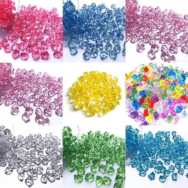 Deep Pink Acrylic Crystal Gems 150 Pieces 1.1*1.4cm Sparkling Crushed Diamond-Like - Non-Toxic Premium Acrylic Fake Ice Cubes for DIY Crafts, Vase Fillers, Hydroponic Decor - Image 3