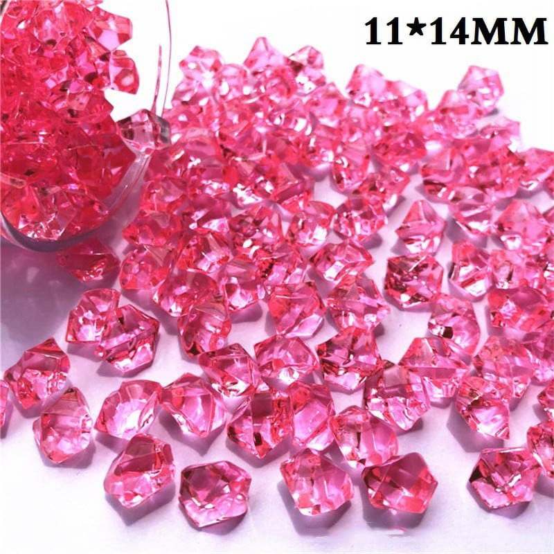 Deep Pink Acrylic Crystal Gems 150 Pieces 1.1*1.4cm Sparkling Crushed Diamond-Like - Non-Toxic Premium Acrylic Fake Ice Cubes for DIY Crafts, Vase Fillers, Hydroponic Decor - Image 2