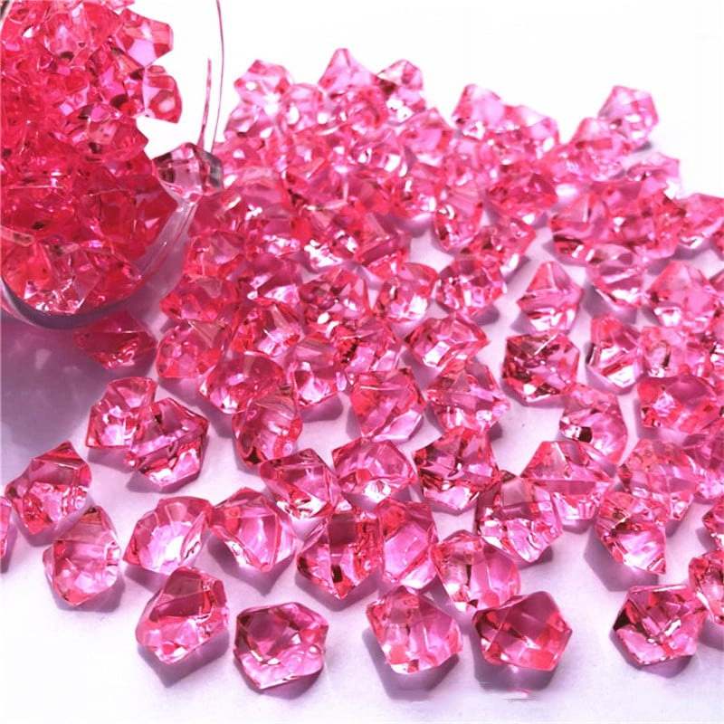 Deep Pink Acrylic Crystal Gems 150 Pieces 1.1*1.4cm Sparkling Crushed Diamond-Like - Non-Toxic Premium Acrylic Fake Ice Cubes for DIY Crafts, Vase Fillers, Hydroponic Decor - Image 1